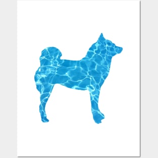 Lilly the Shiba Inu Silhouette - Swimming Pool on White Posters and Art